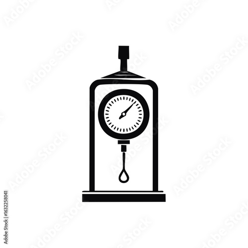 Vintage Dynamometer Measurement Tool Force Tester Scientific Instrument Black Silhouette