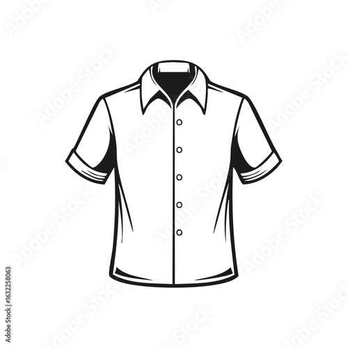 Retro Short Sleeve Button Down Shirt Illustration Vintage Style Clothing