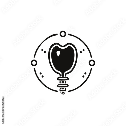 Abstract Thyroid Gland Illustration with Connected Dots in a Circular Shape