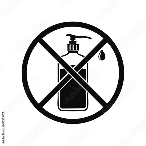 No liquid soap or sanitizer icon with droplet prohibition symbol