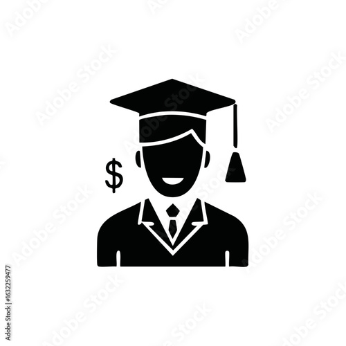 Graduation Cap With Dollar Sign Icon Illustrating Financial Success and Education