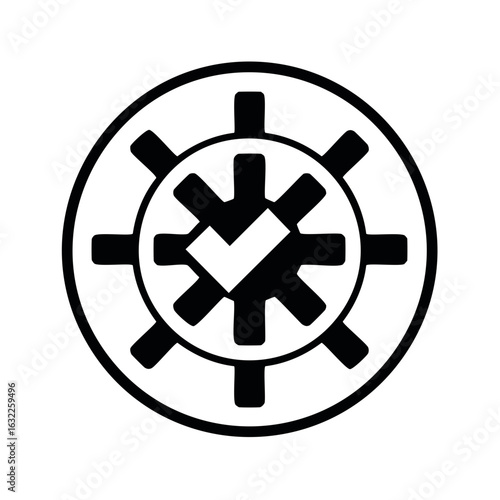 Free Download Circular Symbol with Check Mark, Geometric Design - GFXLoad
