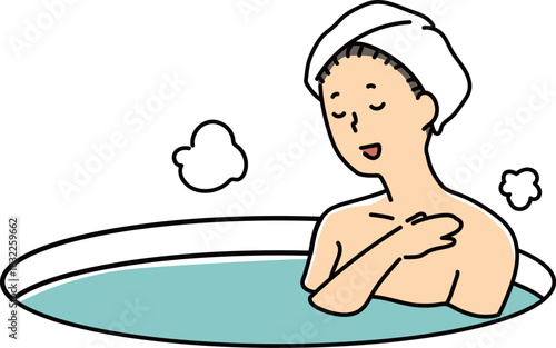 歌を歌う入浴中の女性