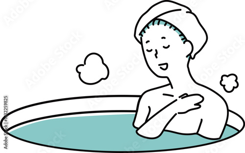 歌を歌う入浴中の女性