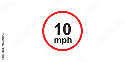 Ten miles per hour speed limit road sign