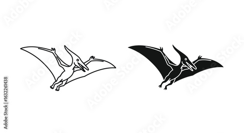 Pterodactyl Outline and Silhouette