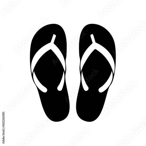 Classic black and white flip flops pair summer footwear simple vector icon
