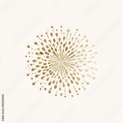 Gold-toned circular graphic design; radiating outward