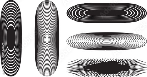 Abstract optical illusion patterns with black and white ripples