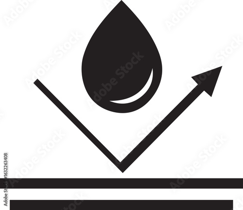 Water Repellent Symbol Icon Indicating Protection Against Liquids and Moisture with Two Parallel Lines and Reflection Arrow Graphic