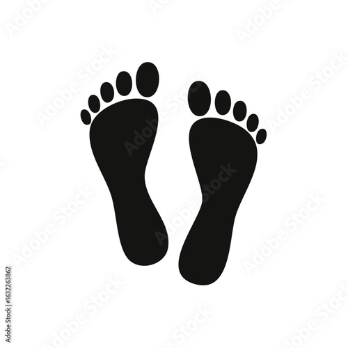 Simple graphic of footprints, conveying concept of barefoot walking, journey, track, or path.
