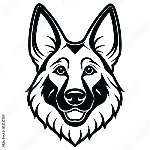 German Shepherd Dog Head Silhouette Graphic canine