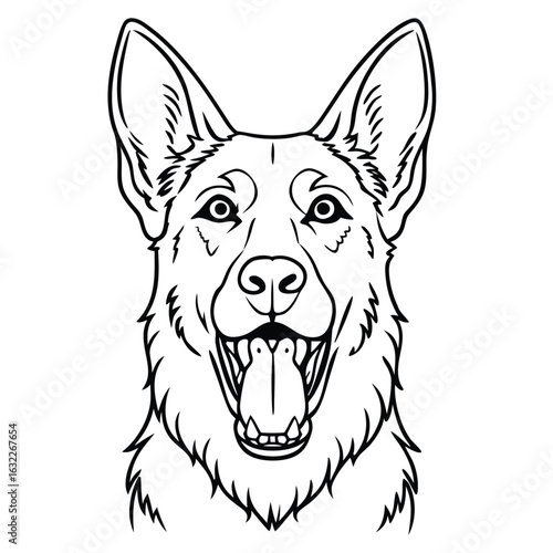 German Shepherd Dog Head Line Art canine animal
