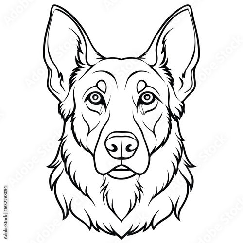 German Shepherd Dog Face Line Art Portrait canine animal