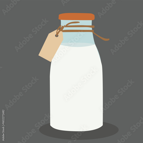 Traditional glass bottle with milk 