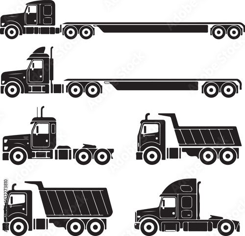 vector set of trucks