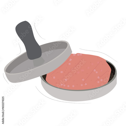 Metal press for making minced meat cutlets for burgers