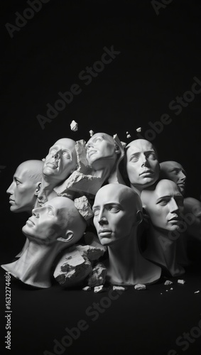 Fragmented Minds: Monochrome Busts in Deconstruction