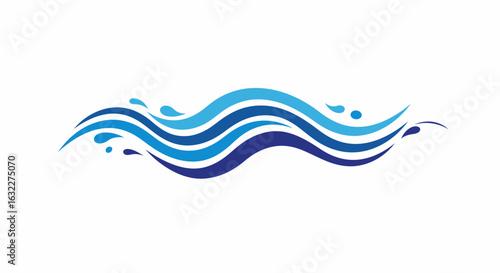Watery illustration featuring stylized blue waves and water droplets
