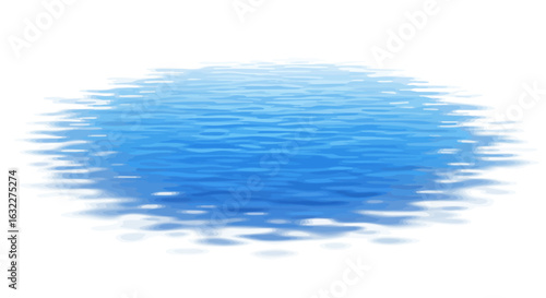 A stylized circular patch of blue water with subtle ripples and a gradient effect against a white background