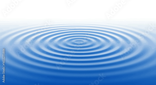 Concentric blue ripples emanate across a water surface fading into white at the top