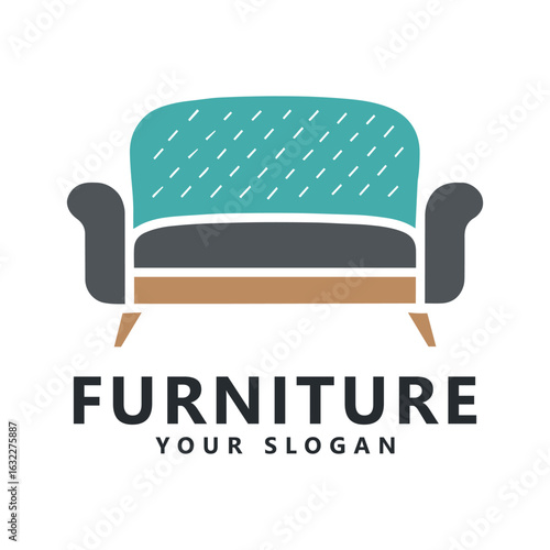 Furniture logo design concept. symbol and icon of chairs, sofa, table, and home furnishing