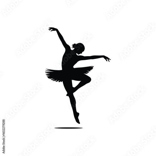 Elegant silhouette of a ballerina in mid pose