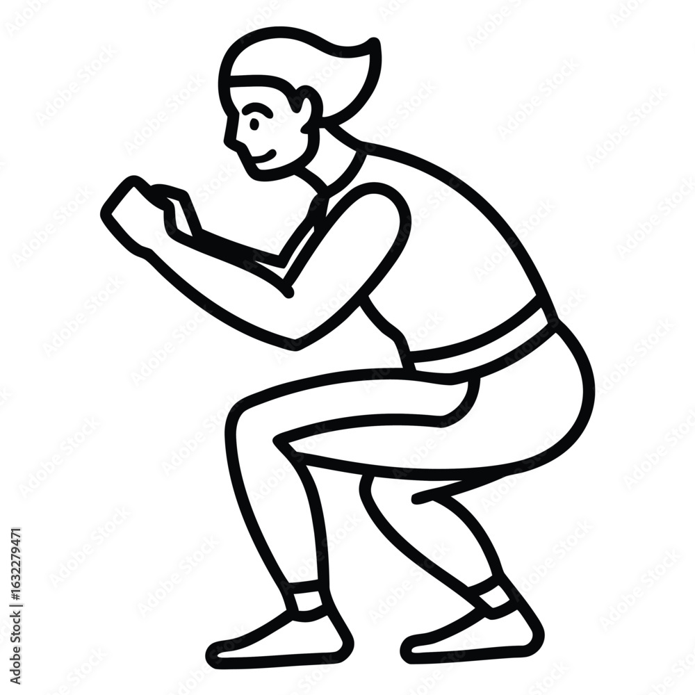 Obraz premium Squats: A person performing a squat exercise icon.