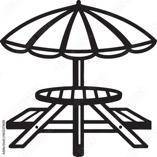 Outdoor Picnic Table with Umbrella Graphic
