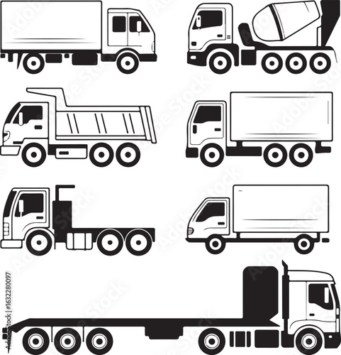 vector set of trucks