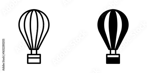 Hot air balloon Icon set. Symbol isolated white background. vector illustration. color editable.