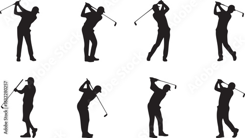 Golfer Silhouette Vector Set