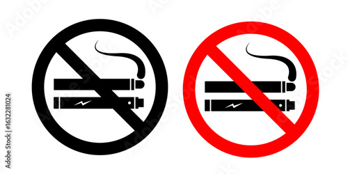 Free Download No smoking, No vaping combined sign. High resolution vector icon illustration eps file red and black - GFXLoad