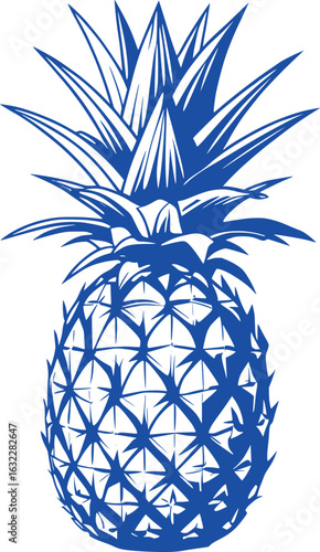Blue Pineapple Illustration Tropical Fruit Design Vibrant Summer Vibes Fresh and Exotic Food Sweet and Refreshing Detailed Graphic Artwork