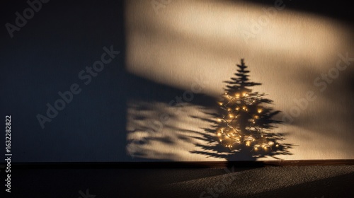 Christmas tree shadow on wall