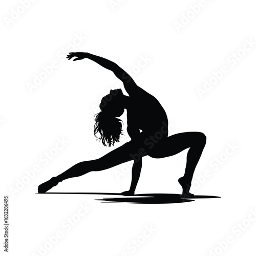 Silhouette of a dancer in a graceful dynamic pose