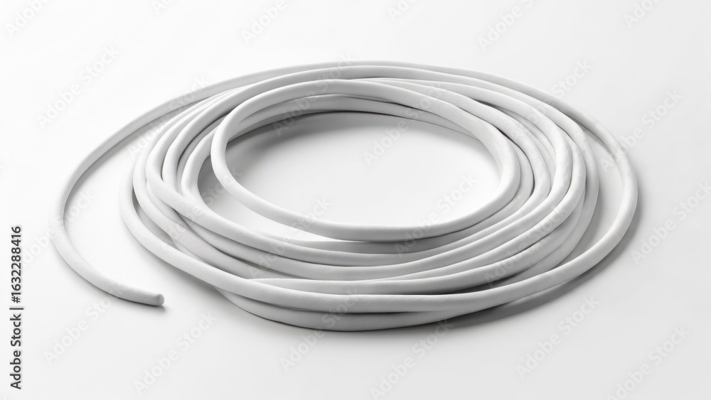Fototapeta premium Rolled white cord on white background