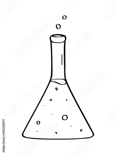 Glass test tube for chemical experiments icon. Vector doodle illustration isolate on a white background.