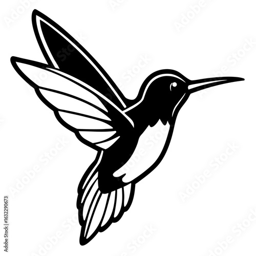 Graceful Hummingbird Flight Vector Art