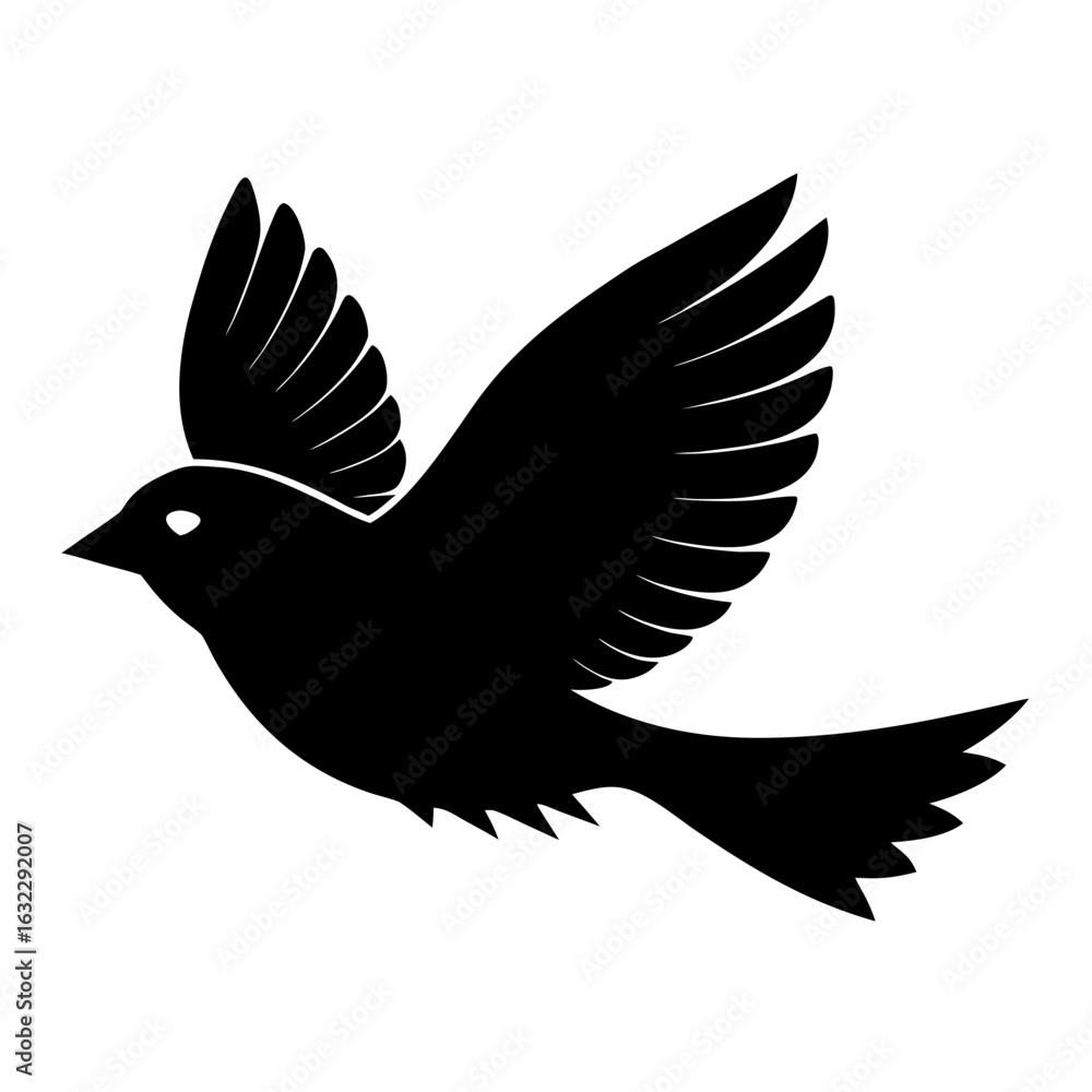 Obraz premium Simple black bird vector illustration of a flying creature