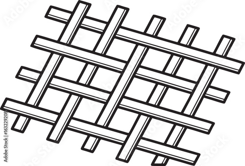 Black and white illustration of a woven grid pattern on a white background weave texture