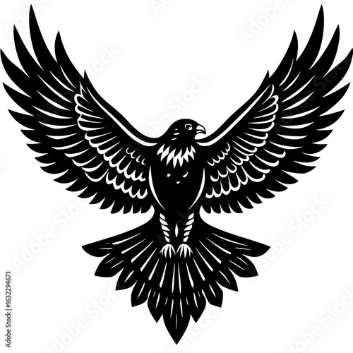 Majestic falcon bird of prey with spread wings, a powerful vector mascot emblem
