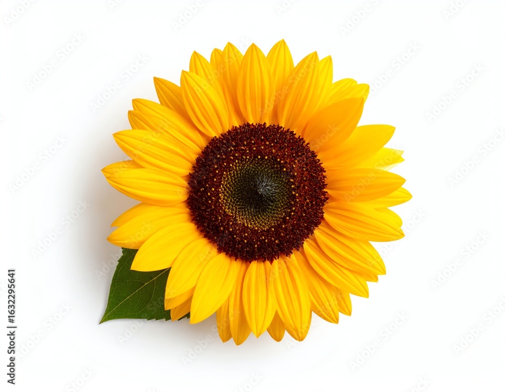 Fototapeta premium Vibrant sunflower on white background.