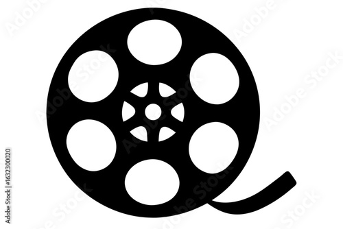 vintage film reel silhouette vector illustration, old film reel black symbol, classic film reel isolated