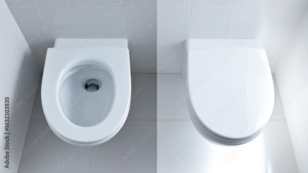 Fototapeta premium Before and After Toilet Cleaning Transformation