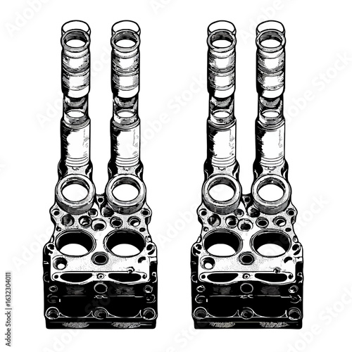 Vector cylinder head isolated on white 