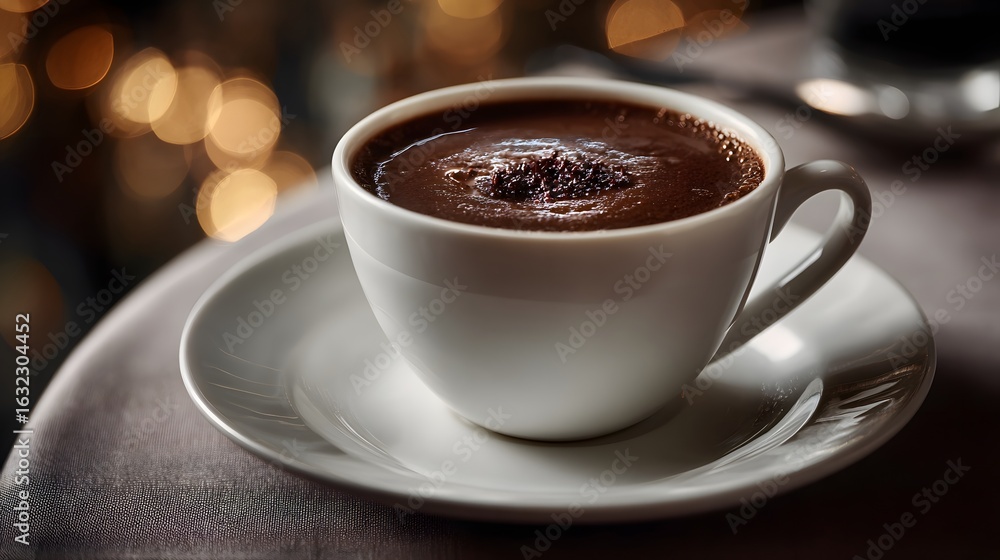 Fototapeta premium Dark chocolate drink in an elegant ceramic cup