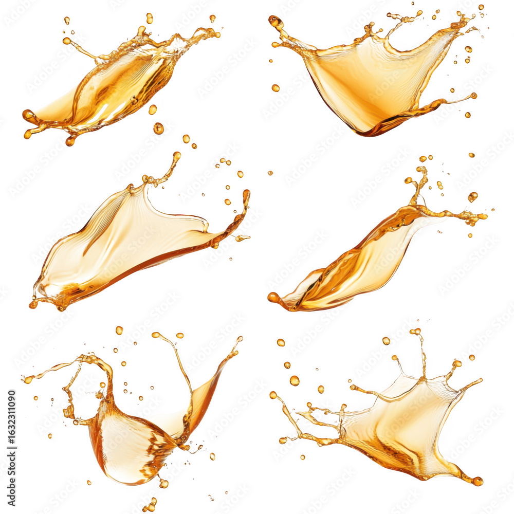 Fototapeta premium Liquid splashes isolated on transparent background