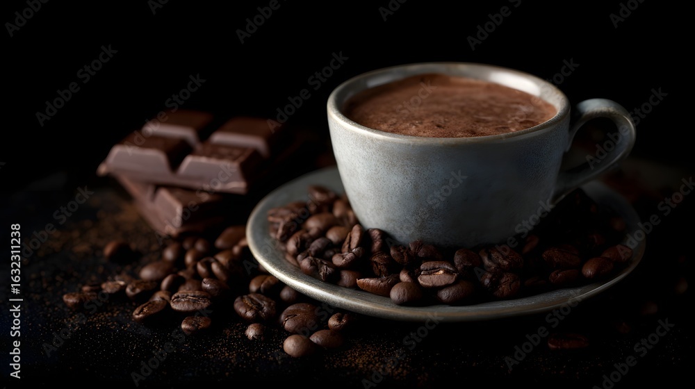 Fototapeta premium Rich aroma of coffee and dark chocolate