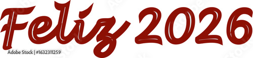 feliz 2026 fondo transparente, letras en castellano